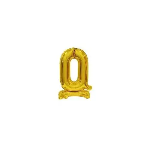 Balon foliowy mini cyfra 0 ze stopką złota 22x40cm