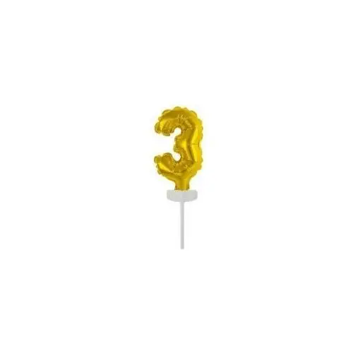Balon foliowy mini cyfra 3 złota 7x12cm