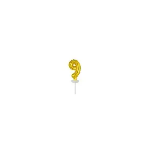 Balon foliowy mini cyfra 9 złota 7x12cm