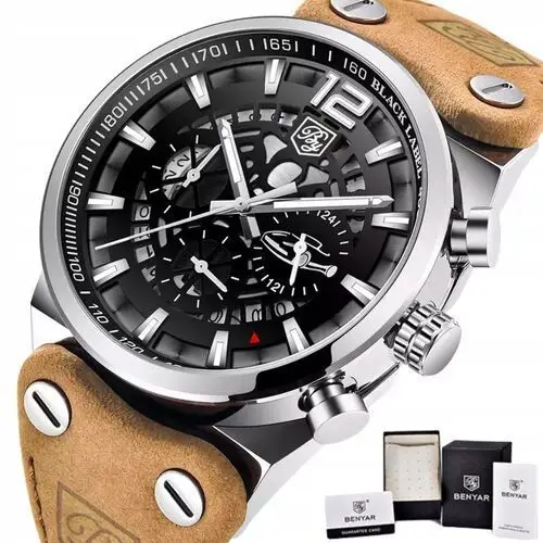 Zegarek męski chronograf +pudełko Benyar