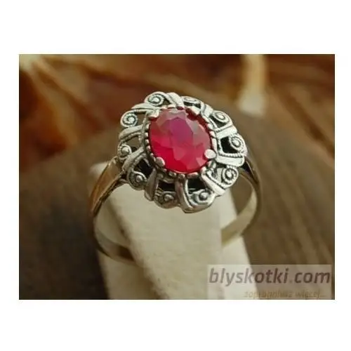 BERNAT - srebrny pierścionek z rubinem, kolor czerwony