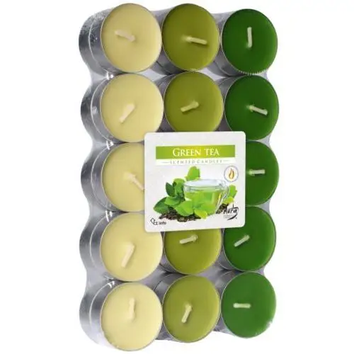 Podgrzewacze zapachowe 30szt - zielona herbata greentea tealight Bispol