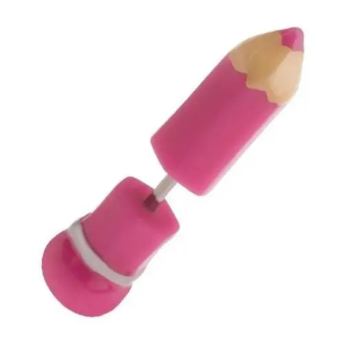 Akrylowy fake kolczyk do ucha, różowy ołówek