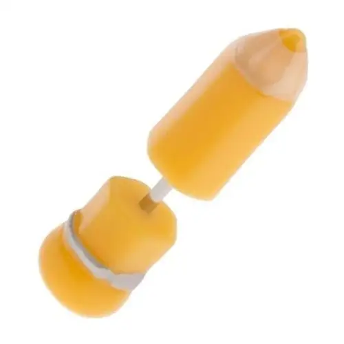 Biżuteria e-shop Akrylowy fake plug do ucha, żółty ołówek