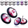 Biżuteria e-shop Akrylowy fake plug - przeźroczyste kółko z kolorowym paskiem - kolor kolczyka: fioletowy Sklep