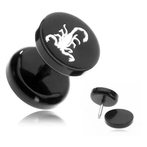Akrylowy fake plug - skorpion w czarnym kółku Biżuteria e-shop