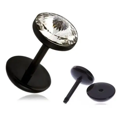 Akrylowy fałszywy plug do ucha - bezbarwna cyrkonia w ramce Biżuteria e-shop