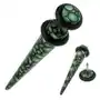 Biżuteria e-shop Akrylowy fałszywy plug do ucha, zielono-czarny bąbelkowy wzór Sklep