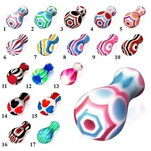 Akrylowy plug do ucha, rozszerzony na jednym końcu, różne kolory i wzory - motívy: 04. Biżuteria e-shop