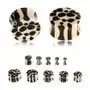 Akrylowy siodłowy plug do ucha, beżowo-czarny leopardzi wzór - Szerokość: 6 mm Sklep