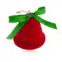 Biżuteria e-shop Aksamitne pudełeczko na biżuterię, czerwony dzwoneczek, lśniąca zielona kokardka Sklep