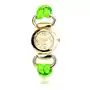Analogowy zegarek, ogrągły cyferblat złotego koloru, lateksowy zielony pasek Biżuteria e-shop Sklep