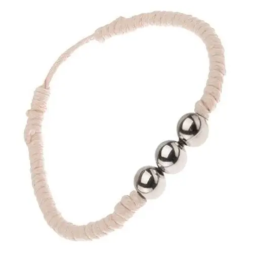 Beżowa sznurkowa plecionka z trzema srebrnymi kuleczkami Biżuteria e-shop
