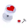 Biżuteria e-shop Biały fake plug z akrylu - okrągły, czerwone regularne serce Sklep