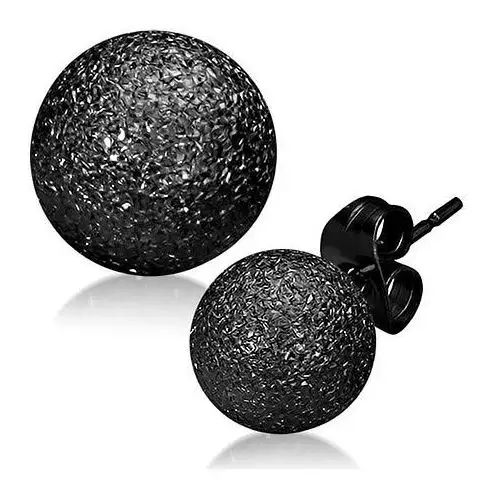 Błyszczące stalowe kolczyki - czarne piaskowane kuleczki, wkręty Biżuteria e-shop