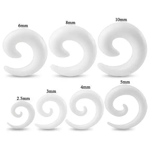Biżuteria e-shop Błyszczący biały expander do ucha - ślimak - szerokość: 8 mm