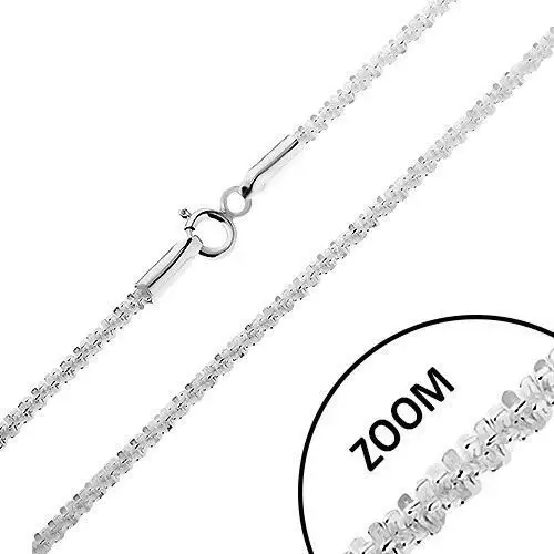 Błyszczący srebrny 925 łańcuszek - gęsto połączone ogniwa w spiralę, szerokość 2 mm, długość 550 mm Biżuteria e-shop