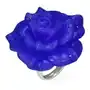 Błyszczący stalowy pierścionek - niebieska róża z żywicy - Rozmiar: 60, kolor niebieski Sklep