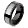 Błyszczący wolframowy pierścionek, dwukolorowy, geometryczna szlifowana powierzchnia - rozmiar: 59 Biżuteria e-shop Sklep