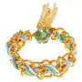 Bransoletka, podwójny łańcuszek, niebieski i różowy sznurek, koraliki zielonego koloru Biżuteria e-shop Sklep