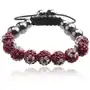 Biżuteria e-shop Bransoletka shamballa - czerwone kuleczki z kwiatowym bezbarwnym wzorem Sklep