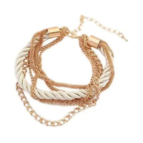 Biżuteria e-shop Bransoletka - skręcona perłowa spirala ze sznurków, łańcuszki złotego koloru