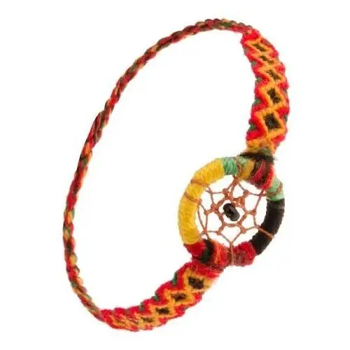Bransoletka z kolorowych nici, czarny koralik w okrągłej zawieszce Biżuteria e-shop