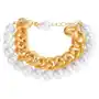 Bransoletka z koralików perłowo białego koloru i masywnego łańcuszka w złotym odcieniu Biżuteria e-shop Sklep