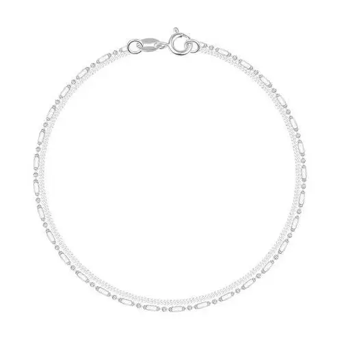 Biżuteria e-shop Bransoletka ze srebra 925 - dwa łańcuszki, wałeczki i półkulki, ukośne oczka