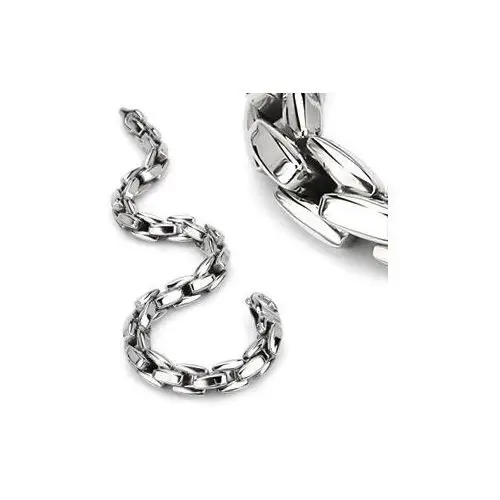 Biżuteria e-shop Bransoletka ze stali 316l srebrnego koloru, lśniący łańcuszek z kanciastych ogniw