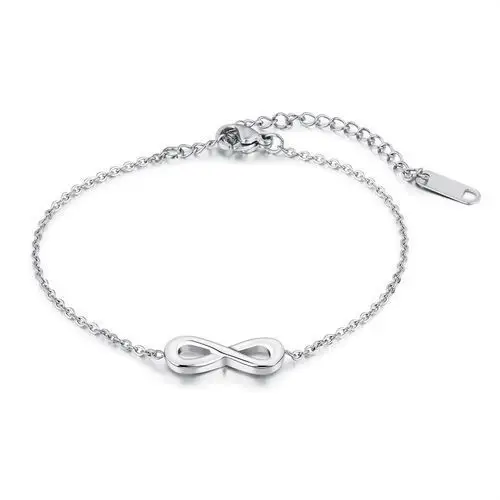 Biżuteria e-shop Bransoletka ze stali - błyszczący symbol infinity, owalne oczka, kolor srebrny