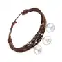 Bransoletka ze sznurków, brązowy kolor, srebrne kuleczki i zawieszki - znak pokoju Biżuteria e-shop Sklep