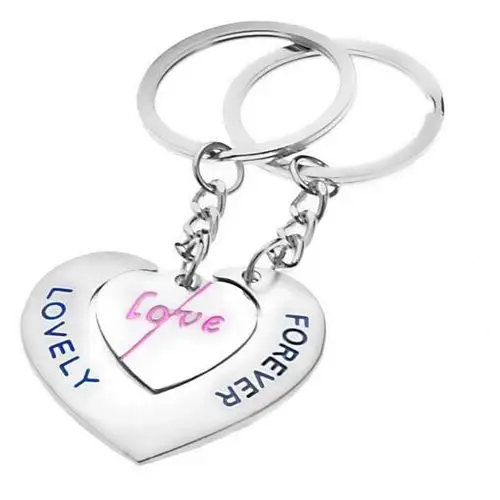 Breloczki na klucze dla zakochanych - serca z napisami LOVE i LOVELY FOREVER, Y23.11