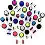 Biżuteria e-shop Brokatowy fake plug z czarnymi gumkami - rozmiar główki: 12 mm, kolor kolczyka: fioletowy Sklep