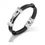 Biżuteria e-shop Czarna bransoletka ze sztucznej skóry, stalowa płytka w kolorze srebrnym - skorpion Sklep