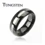 Czarna obrączka Tungsten, pas srebrnego koloru, zaokrąglona powierzchnia, 8 mm - Rozmiar: 54, Z36.11 Sklep