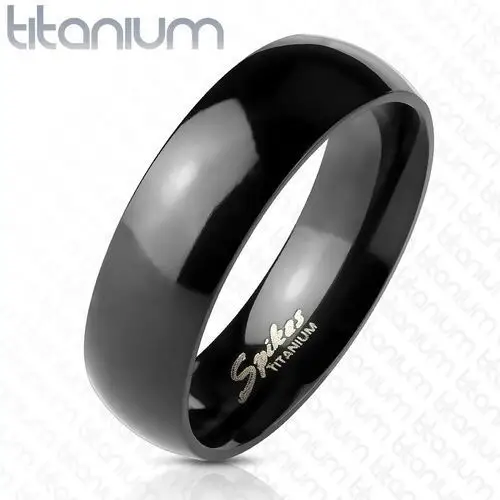 Biżuteria e-shop Czarna obrączka z tytanu - gładka, wysoki połysk, 6 mm - rozmiar: 61