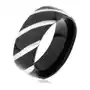 Biżuteria e-shop Czarna stalowa obrączka, lśniąca powierzchnia ozdobiona skośnymi nacięciami - rozmiar: 64 Sklep