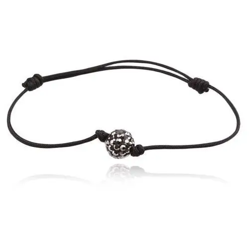 Biżuteria e-shop Czarna sznurkowa bransoletka z czarno-szarą shamballa kuleczką