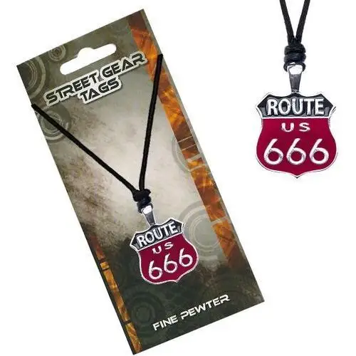 Czarno-czerwony naszyjnik na sznurku, tablica drogi 666, S4.15