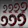 Biżuteria e-shop Czarny expander do ucha - spirala z czerwonymi gwiazdami - szerokość: 3 mm Sklep