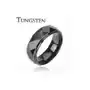 Czarny pierścionek z wolframu, podwyższony pas o lśniącej wyszlifowanej powierzchni, 8 mm - rozmiar: 68 Biżuteria e-shop Sklep