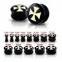 Biżuteria e-shop Czarny plug do ucha z maltańskim krzyżem - szerokość: 8 mm Sklep