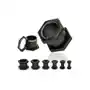 Czarny stalowy tunel do ucha, sześciokątny, zakręcany - szerokość: 5 mm Biżuteria e-shop Sklep
