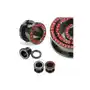 Biżuteria e-shop Czarny tunel do ucha z tytanu z cyrkoniami na obręczy - szerokość: 12 mm, kolor cyrkoni: czerwony - r Sklep