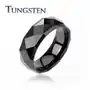 Czarny tungsten pierścionek - z oszlifowanymi rombami, 6 mm - Rozmiar: 49 Sklep
