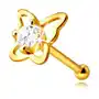 Diamentowy piercing do nosa z żółtego 14k złota - kontur motyla z brylantem, 2,25 mm Biżuteria e-shop Sklep