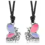 Dwa naszyjniki dla przyjaciół, różowo-fioletowe motyle, kwiatki, best friend Biżuteria e-shop Sklep