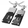 Dwa wisiorki ze stali 316l, prostokąty srebrnego i czarnego koloru i love you Biżuteria e-shop Sklep
