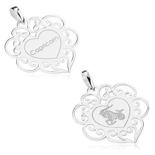 Dwustronny wisiorek, srebro 925, znak koziorożec, serce z filigranem Biżuteria e-shop